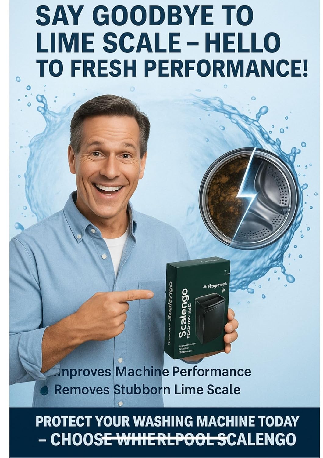 cleaning powder compactable for Whierlpool Scalengo Washing Machine front load and top load Descaler, Limescale Remover